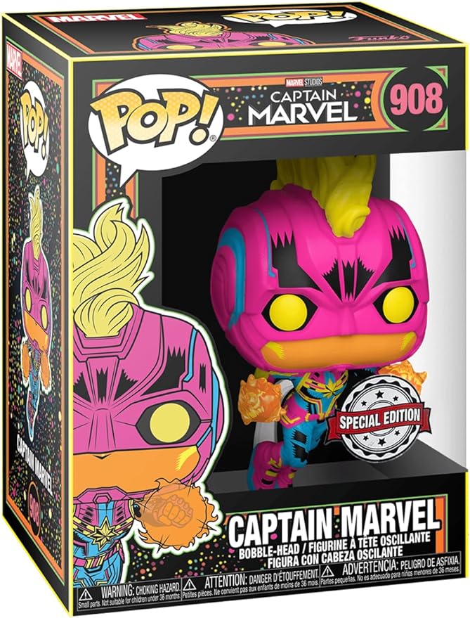 Funko Pop! Capitana Marvel 908 Blacklight Edición Especial